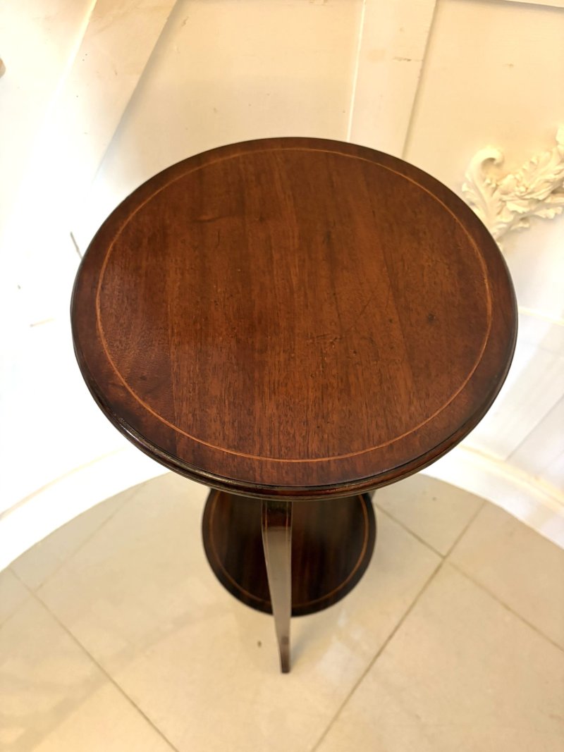 Antique Edwardian Mahogany & Satinwood Inlaid Jardinière Stand